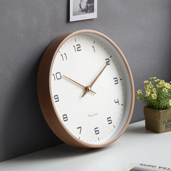 Modern Wooden Needle Wall Clock - Dark & White Wood - 25cm, 30cm, 