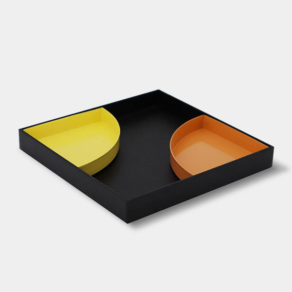 Contemporary Metal Kaleidoscope Coloured Trinket Storage Trays - Black, Yellow, Blue, Orange