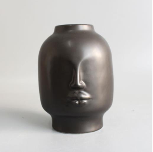 Contempoary Matte Ceramic Head Vase - Black, White