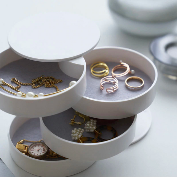Modern stylish minimalist jewellery box tray organiser - White, Black