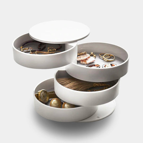 Modern stylish minimalist jewellery box tray organiser - White, Black