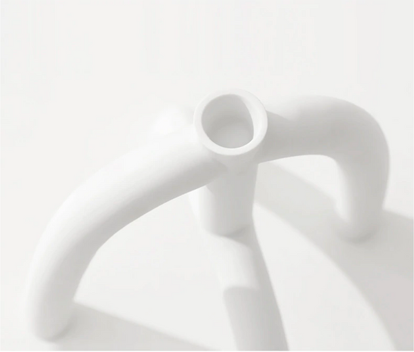 White ceramic modern abstract candle holder
