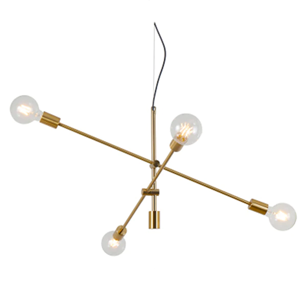 Modern sputnik gold mid century style chandelier ceiling light - 6 & 4 Liights - Black & Gold
