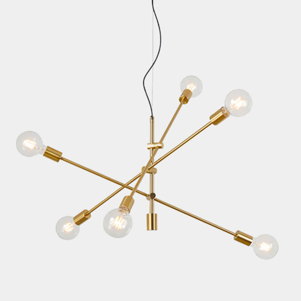 Modern sputnik gold mid century style chandelier ceiling light - 6 & 4 Liights - Black & Gold