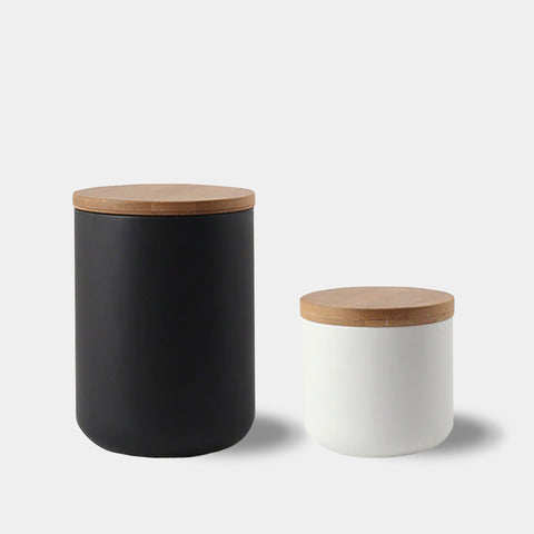 Modern stylish ceramic kitchen storage jars - Black, White - Small, Medium, Large