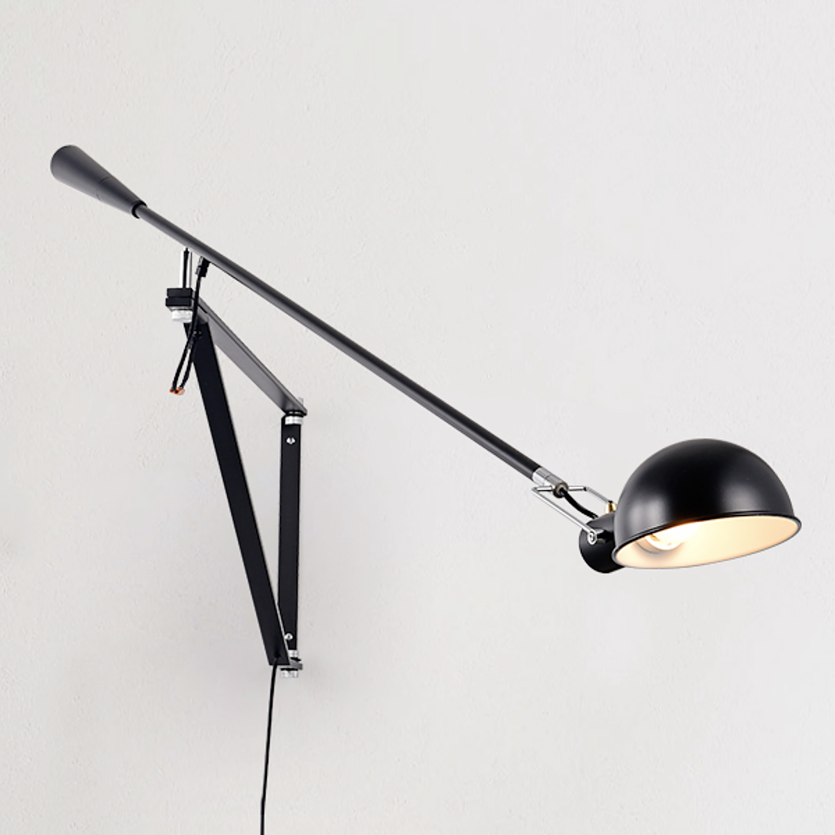 Large modern stylish long-arm wall lamp light - Black, White
