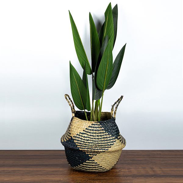 Natural seagrass geometric storage baskets - plants, accessories - Black