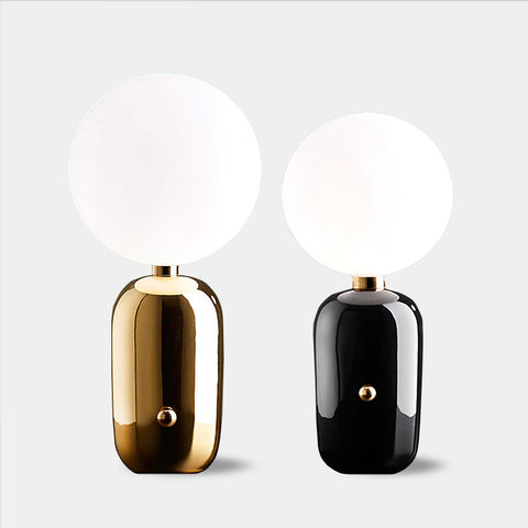 Modern Glass Sphere Table Lamp - Gold & Black - Small & Large