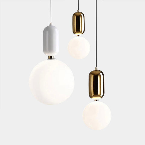 Modern Glass Sphere Pendant Lights - Gold & Black - Small Medium Large