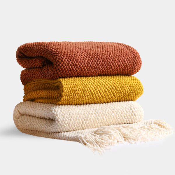 Modern soft colour corn grain tassel blanket throws 