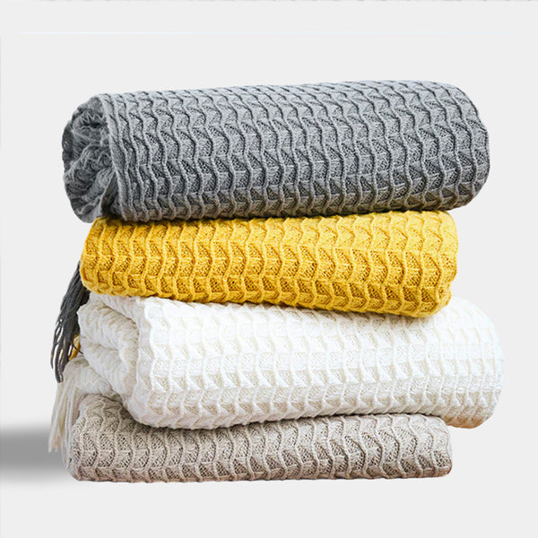 Super Soft Ribbed Colour Throws - Medium, Large - Grey, White, Beige