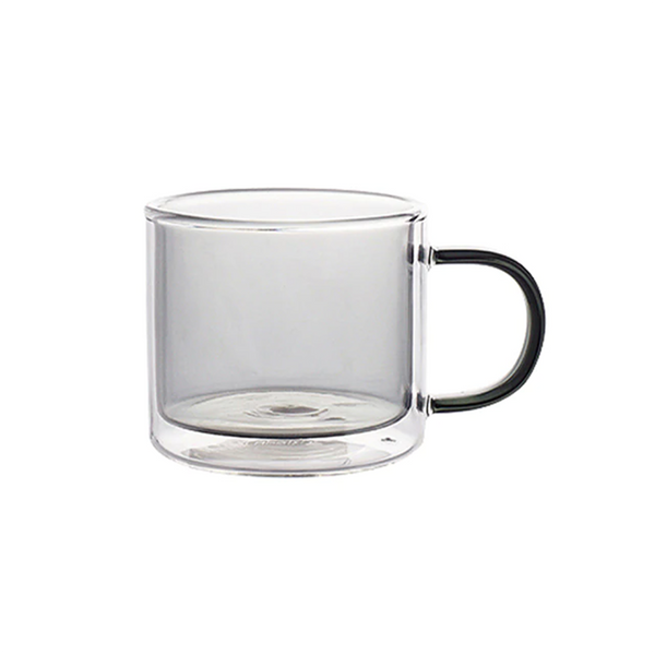 Modern double wall coloured glass tea and coffe mugs - grey