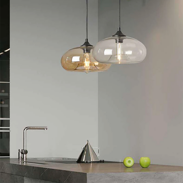 Contemporary Coloured Glass Oval Pendant Lights -