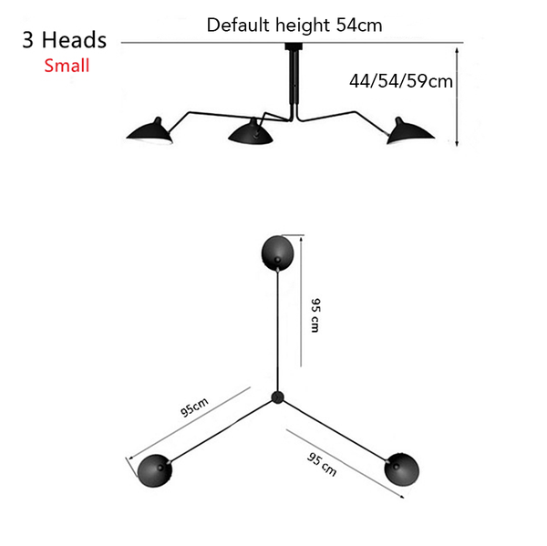 Modern spider pendant 3 & 6 head chandelier light - Black