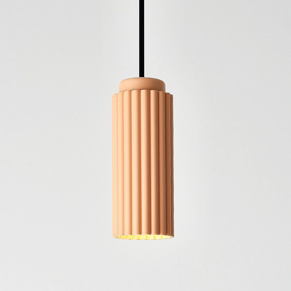 Contemporary Fluted Colour Pendant Lights - Black, White, Blue, Yellow & Pink
