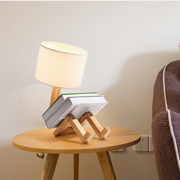 The Wooden Lamp Man - Beige or White Shade - Modern Childrens Table Lamp
