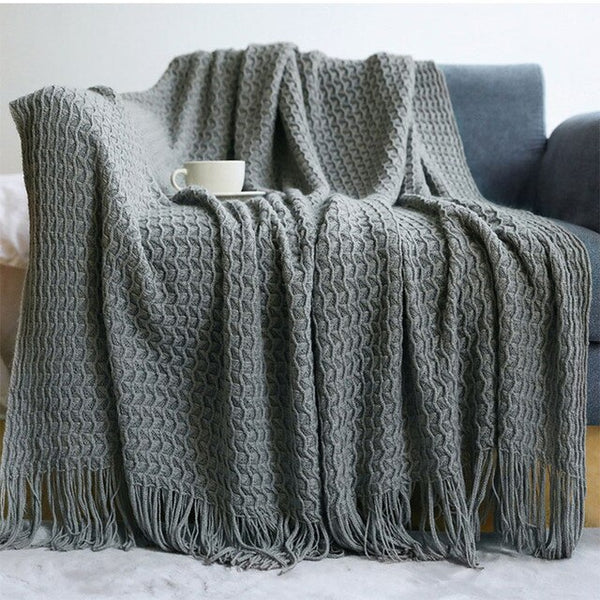 Super Soft Ribbed Colour Throws - Medium, Large - Grey, White, Beige