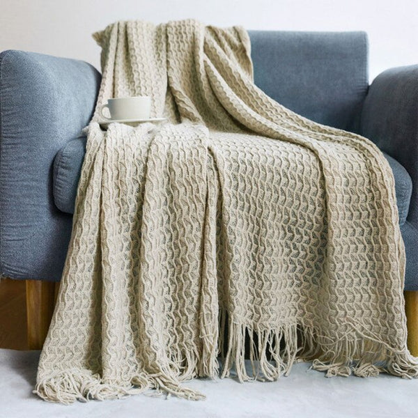Super Soft Ribbed Colour Throws - Medium, Large - Grey, White, Beige