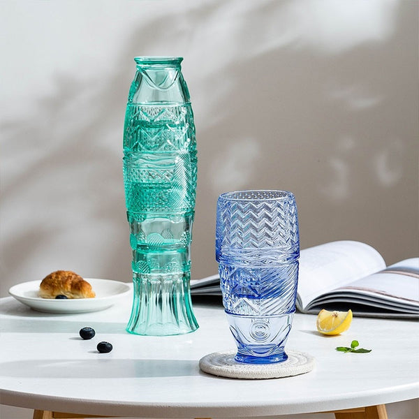 Stackable Koi Fish Glasses Set - Amber, Blue, Grey