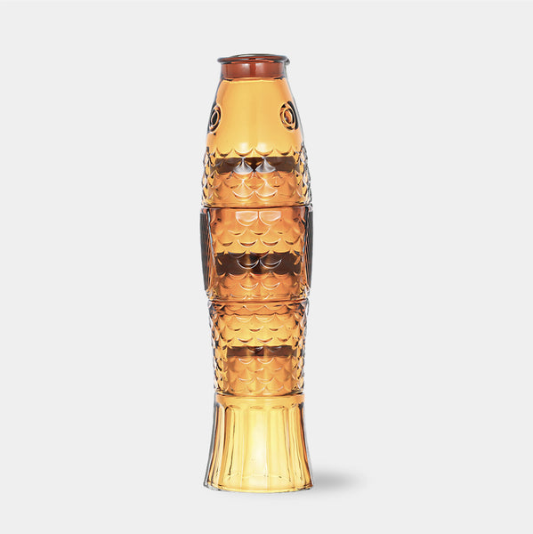 Stackable Koi Fish Glasses Set - Amber, Blue, Grey
