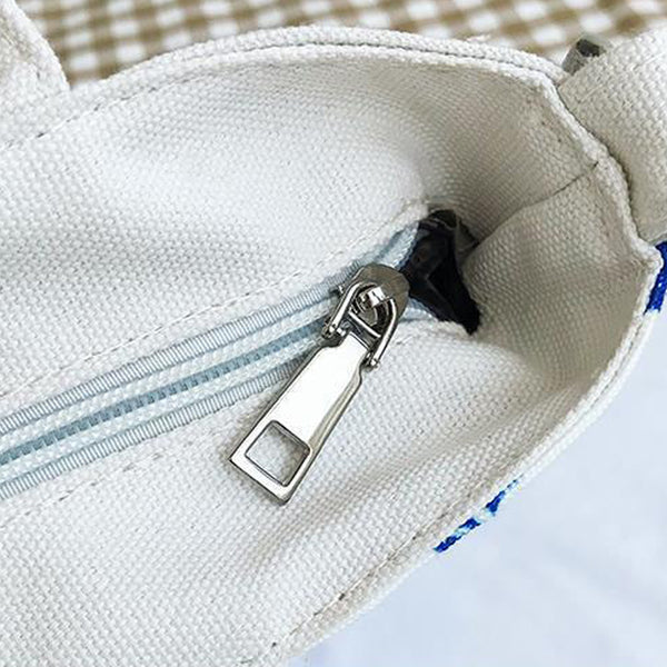 White Rabbit Canvas Shopper Tote Bag - Red and Blue Graphics