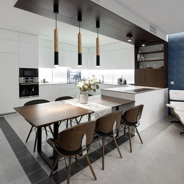 Black and white modern tube suspension pendant lights