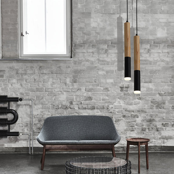 Black and white modern tube suspension pendant lights