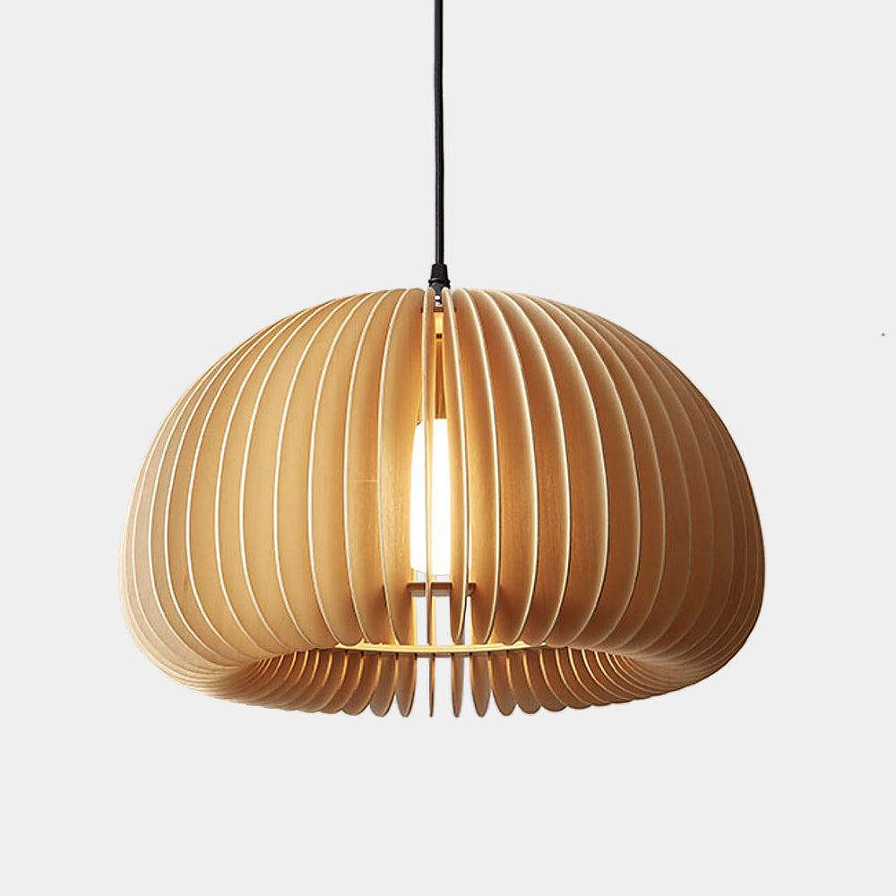 Wooden Mid Century Modern Pumpkin Pendant Lights - Small, Medium & Large