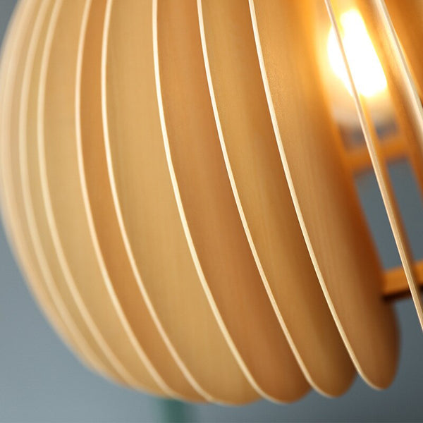 Wooden Mid Century Modern Pumpkin Pendant Lights - Small, Medium & Large
