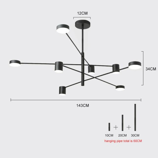 Modern & Stylish LED Spot Chandeliers - Gold, Black - 6, 8 10 Lights