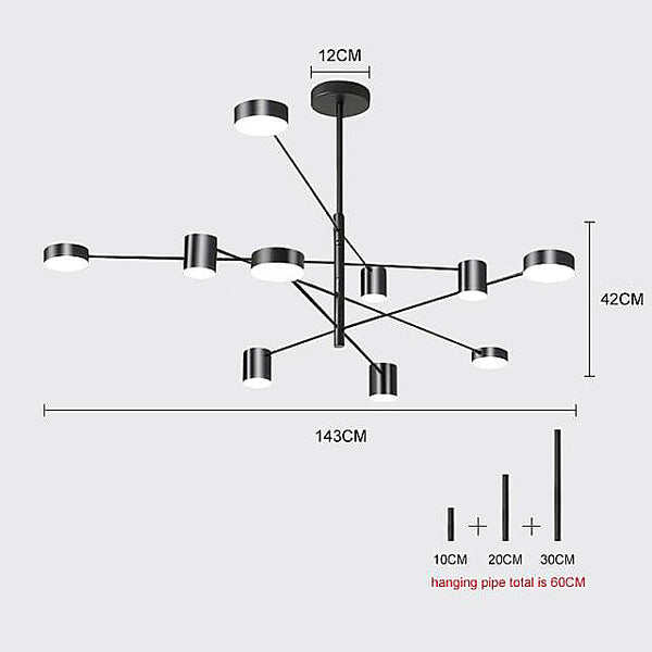 Modern & Stylish LED Spot Chandeliers - Gold, Black - 6, 8 10 Lights