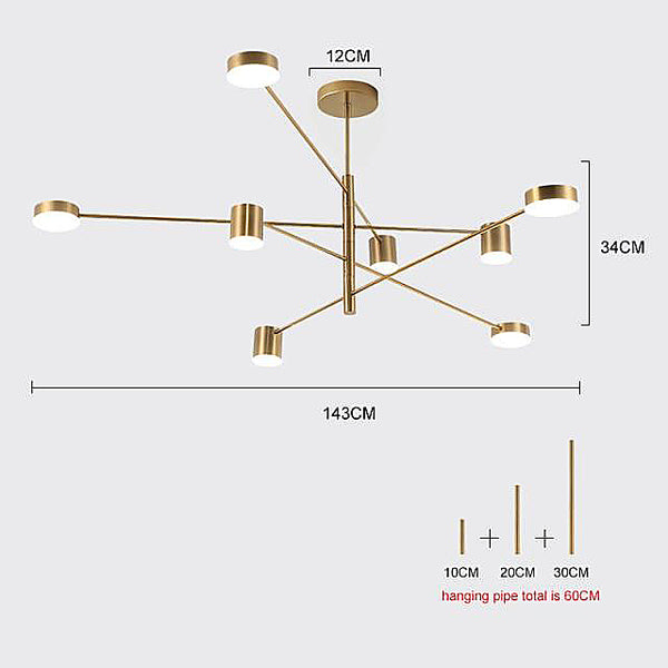 Modern & Stylish LED Spot Chandeliers - Gold, Black - 6, 8 10 Lights