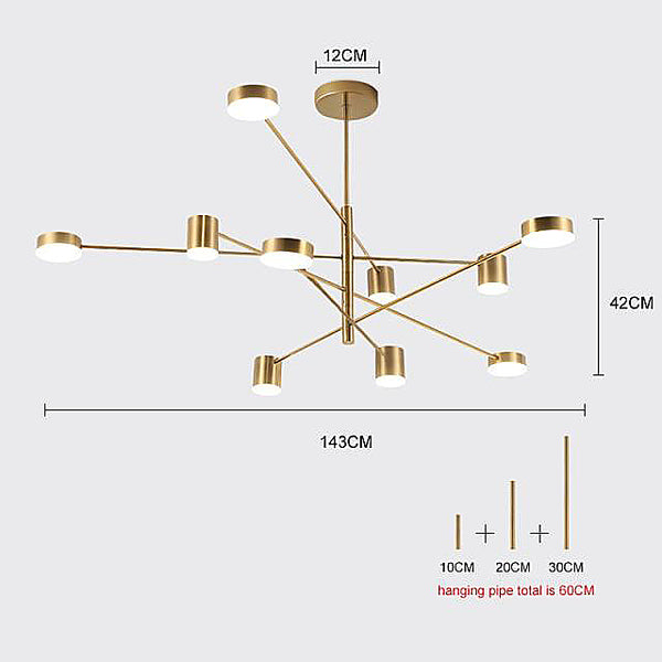 Modern & Stylish LED Spot Chandeliers - Gold, Black - 6, 8 10 Lights