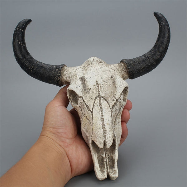 Long horn resin cow skull wall art sculpture ornament