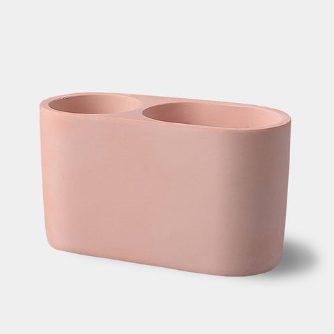 Contemporary Stylish Concrete Desk Top Pen Holder - Pink, Grey, White
