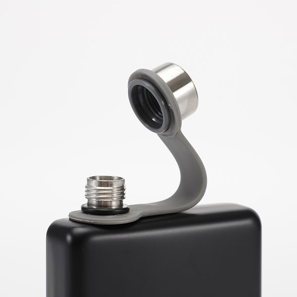 Modern stylish minimalist matte black stainless steel hip flask