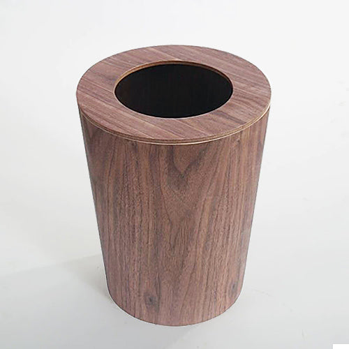 Wooden mid-century style 9 litre waste paper bin with lid - Walnut & Ash