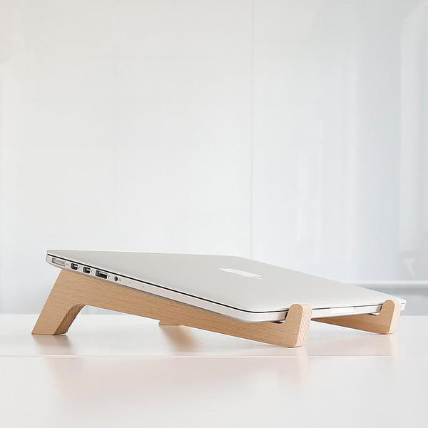 Contemporary minimalist wooden portable beech laptop stand
