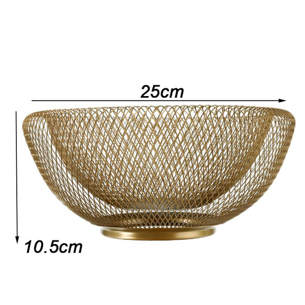 Modern stylish metal mesh fruit bowl - Black, Gold