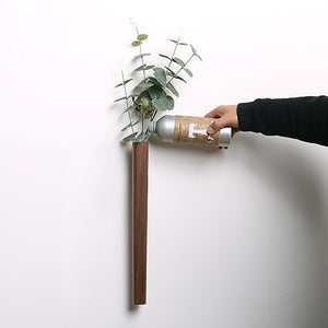 Contemporary stylish wood wall flower vase - Walnut, Beech