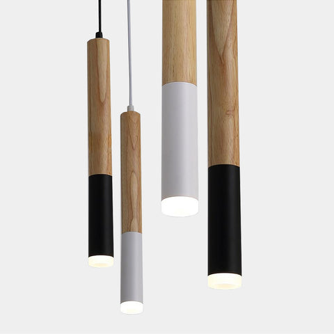 Black and white modern tube suspension pendant lights