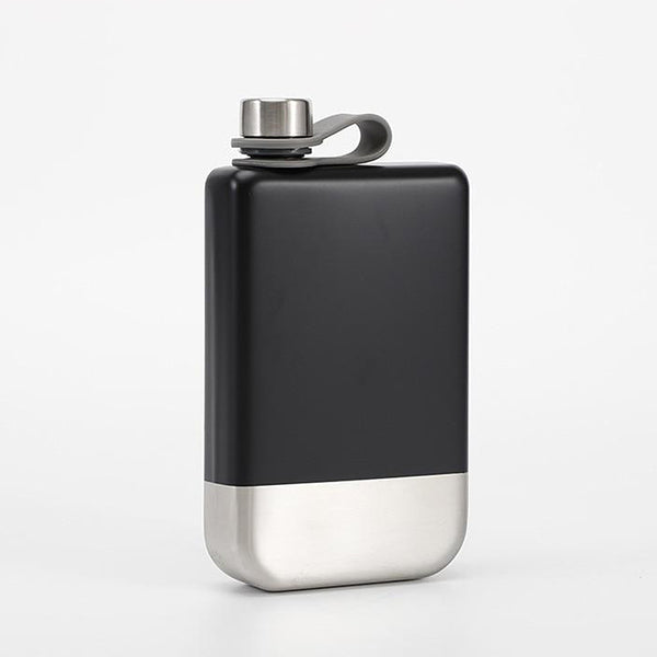 Modern stylish minimalist matte black stainless steel hip flask
