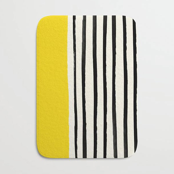 Contemporary & Stylish Yellow and Black Stripe Bath Mat - Small. Medium & Large
