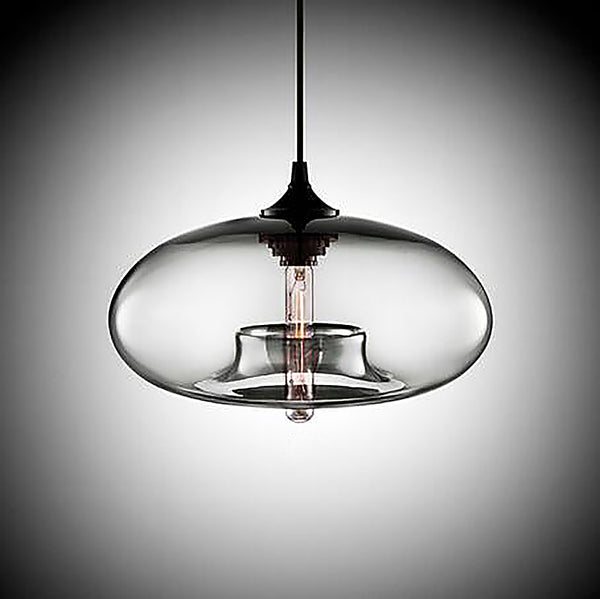 Contemporary Coloured Glass Oval Pendant Lights - Clear