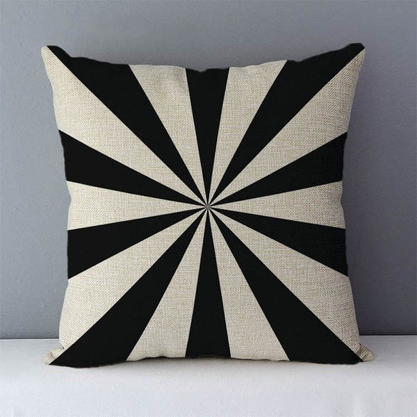 Modern black and white graphic geometric cotton linen cushions