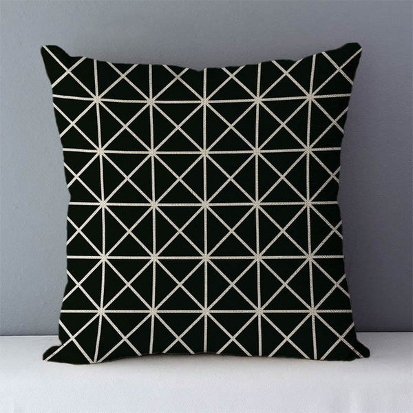 Modern Black and White Triangle Linen Cushions - 45cm - 2 designs