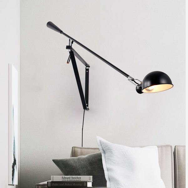 Large modern stylish long-arm wall lamp light - Black, White