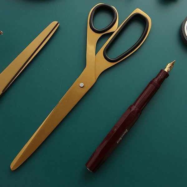 Sleek Modern Brass Coloured Stainless Steel Large Scissors - 20cm