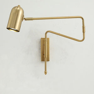 Contemporary Long-Arm Rotating Wall Lights - Black, Gold