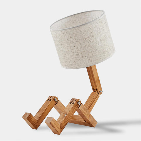 The Wooden Lamp Man - Beige or White Shade - Modern Childrens Table Lamp